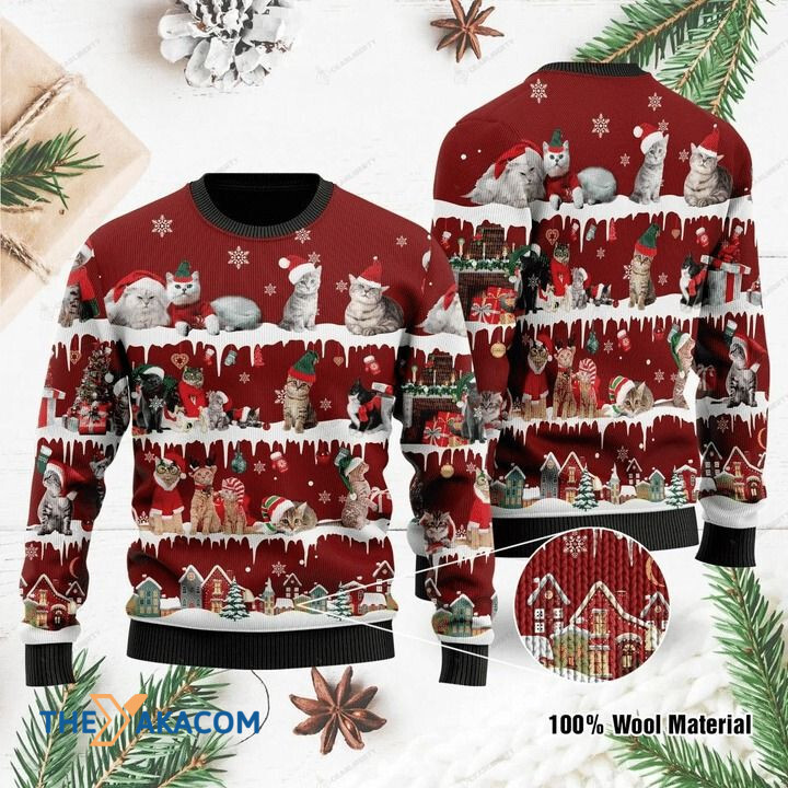 Lovely Cat Emotion In Winter Gift For Christmas Ugly Christmas Sweater