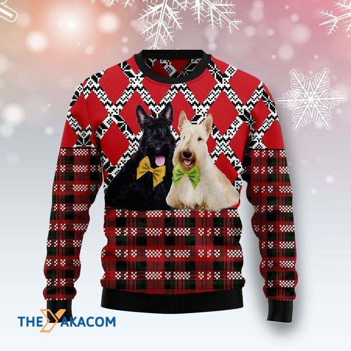 Lovely Couple Black And White Scottish Terrier Dog Gift For Christmas Ugly Christmas Sweater Lovely Couple Black And White Scottish Terrier Dog Gift For Christmas Ugly Christmas Sweater