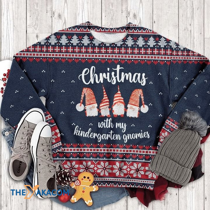 Lovely Goblin Christmas With My Kindergarten Gnomies Gift For Christmas Ugly Christmas Sweater