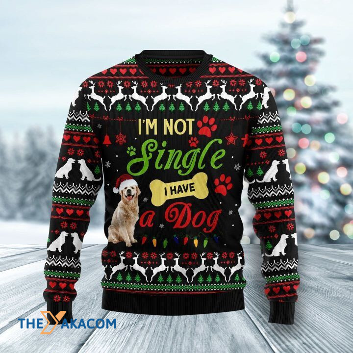 Lovely Golden Retriever Dog I_m Not Single I Have A Dog Gift For Christmas Ugly Christmas Sweater