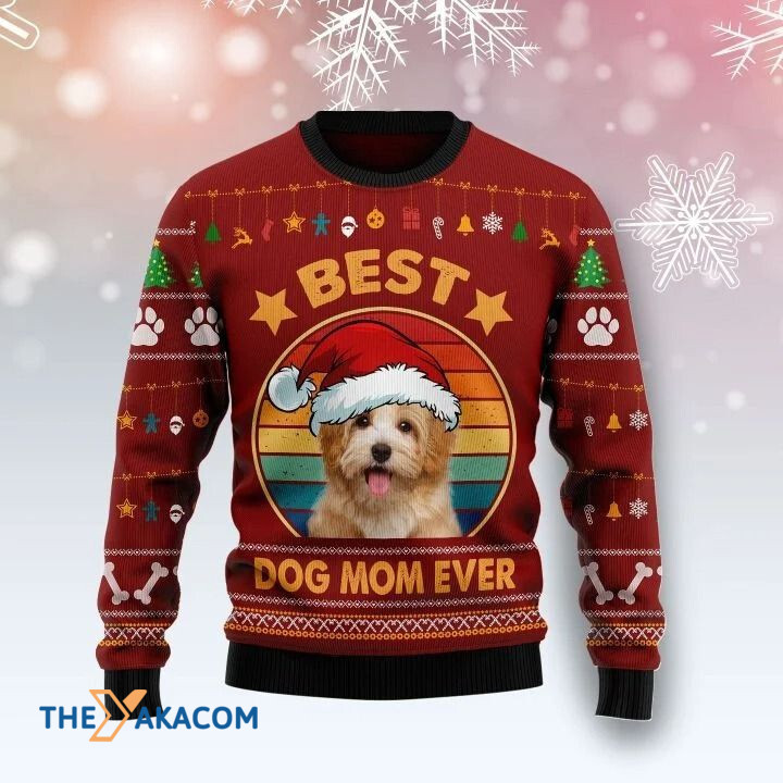 Lovely Havanese Dog In Circle Best Dog Mom Ever Gift For Christmas Ugly Christmas Sweater