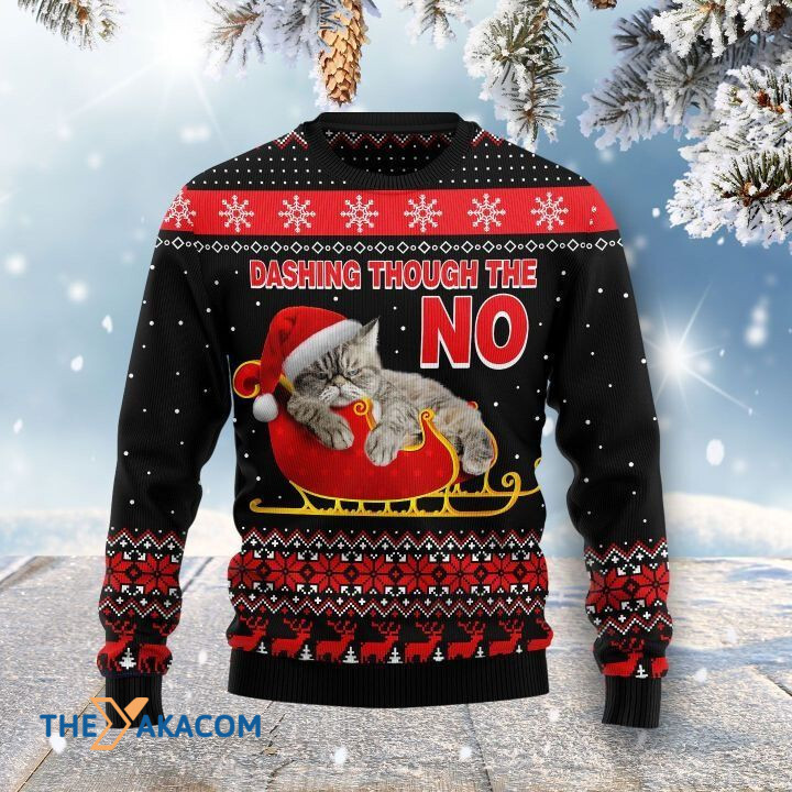 Lovely Little Cat Sleeping In Sleigh Dashing Though The No Gift For Christmas Ugly Christmas Sweater Lovely Little Cat Sleeping In Sleigh Dashing Though The No Gift For Christmas Ugly Christmas Sweater