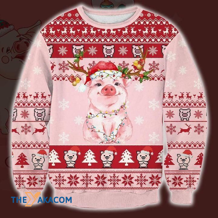 Lovely Pink Christmas Pig Gift For Christmas Ugly Christmas Sweater