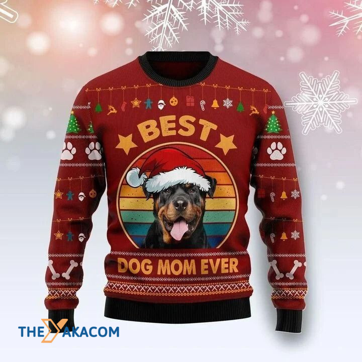 Lovely Rottweiler Best Dog Mom Ever Gift For Christmas Ugly Christmas Sweater