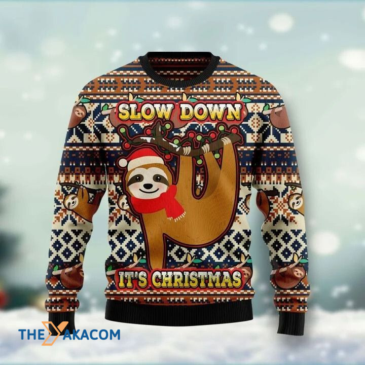 Lovely Sloth Hold A Twig Slow Down It_s Christmas Gift For Christmas Ugly Christmas Sweater Lovely Sloth Hold A Twig Slow Down It_s Christmas Gift For Christmas Ugly Christmas Sweater