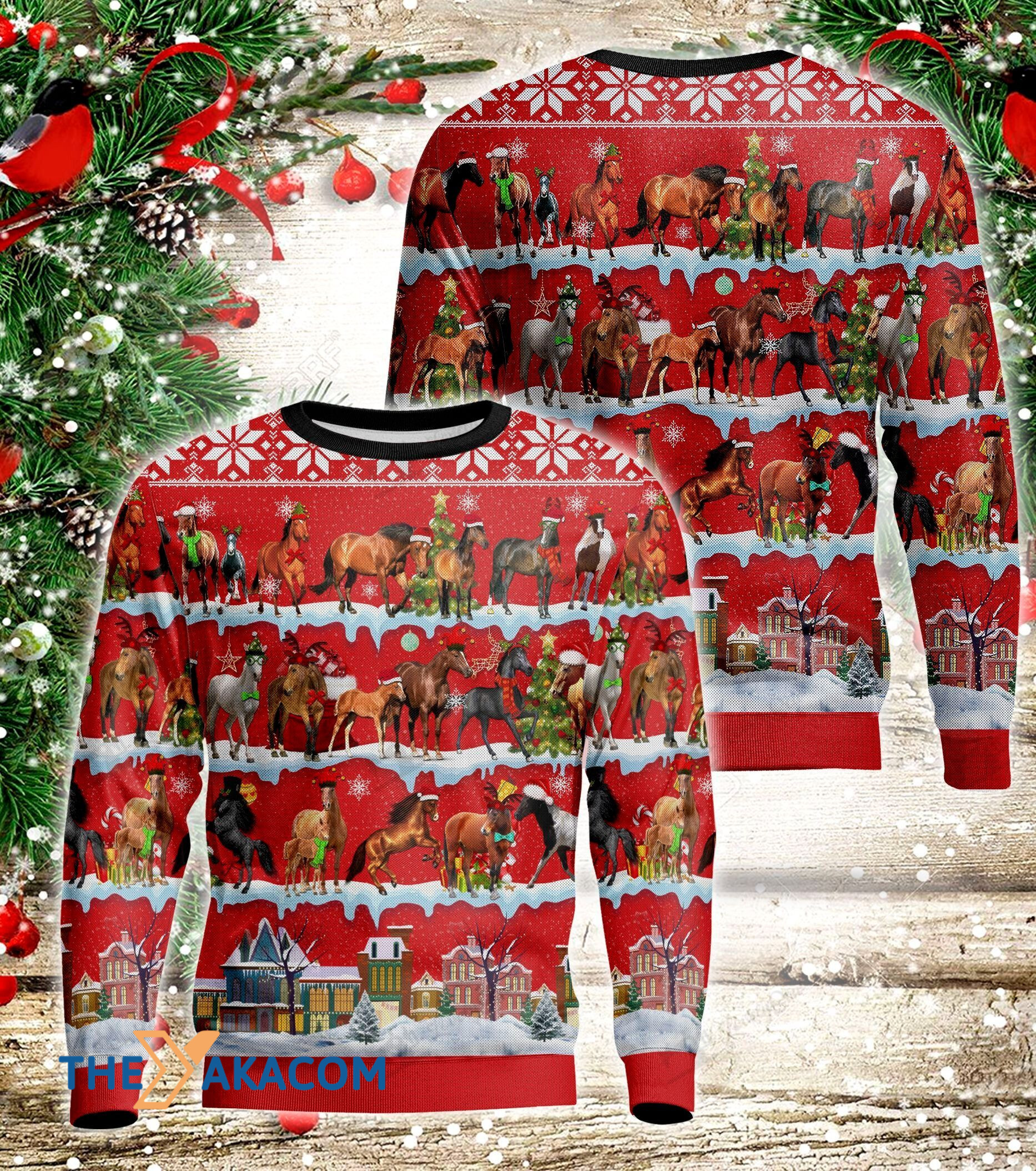 Many Horses In Xmas Day Gift For Christmas Ugly Christmas Sweater