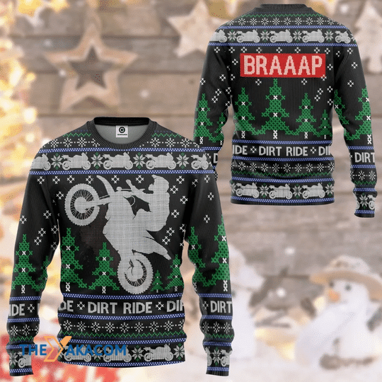 Merry Xmas Awesome Dirt Ride Braaap Special Pattern Ugly Christmas Sweater