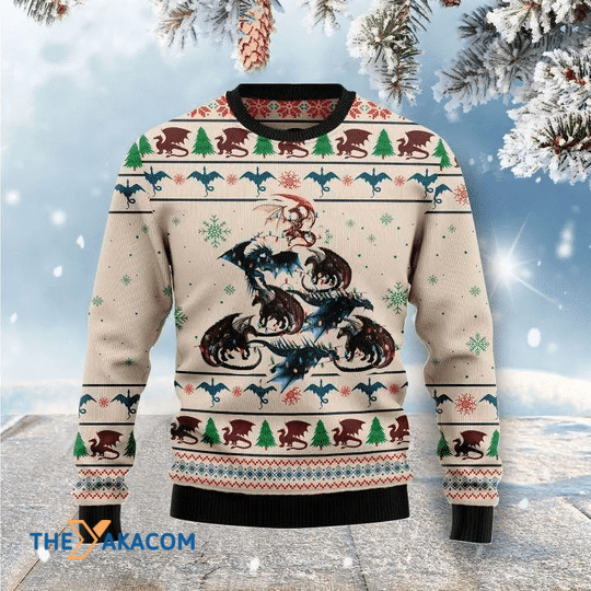 Merry Xmas Awesome Dragon Tree Gift For Christmas Party Ugly Christmas Sweater