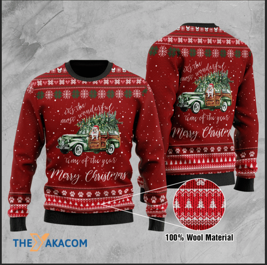Merry Xmas Awesome Pitbull It_s The Most Wonderful Time Gift For Christmas Party Ugly Christmas Sweater