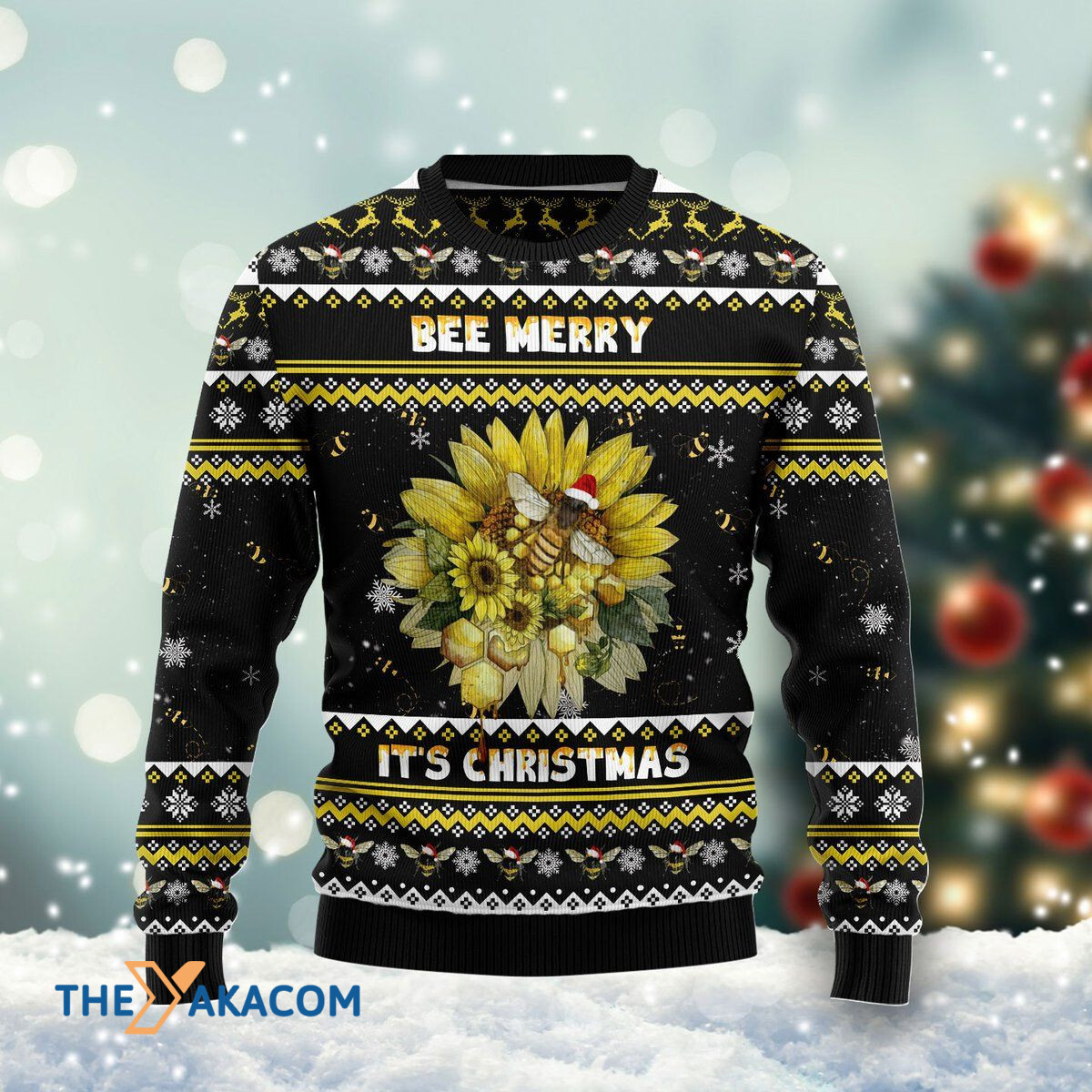 Merry Xmas Bee And Flowers Merry Its Time Awesome Gift For Christmas Ugly Christmas Sweater