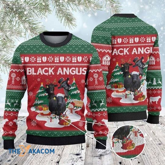 Merry Xmas Black Angus Cattle Lovers Awesome Gift For Christmas Ugly Christmas Sweater