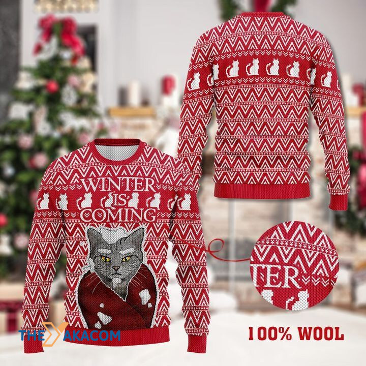 Merry Xmas Black Cat Winter Is Coming Awesome Gift For Christmas Ugly Christmas Sweater
