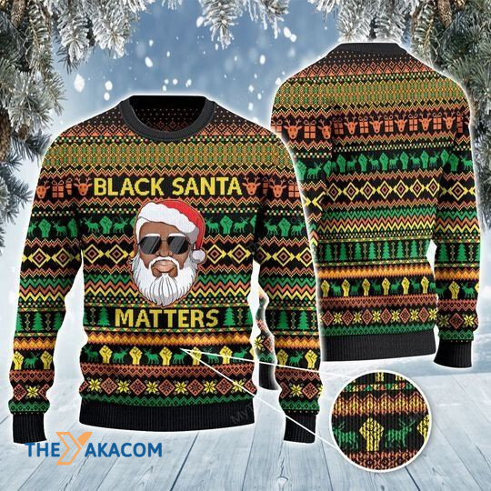 Merry Xmas Black Santa Matters Awesome Gift For Christmas Ugly Christmas Sweater