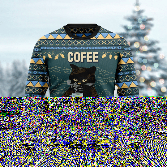 Merry Xmas Coffee Cat Because Murder Is Wrong Gift For Christmas Party Ugly Christmas Sweater