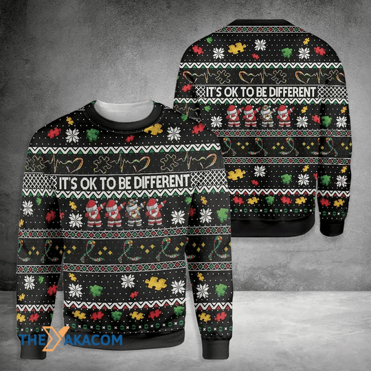 Merry Xmas Colorful Its Ok To Be Different Autism Gift For Christmas Party Ugly Christmas Sweater Merry Xmas Colorful Its Ok To Be Different Autism Gift For Christmas Party Ugly Christmas Sweater