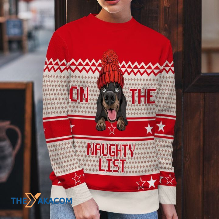 Merry Xmas Dachshund On The Naughty List Awesome Gift For Dog Lovers Ugly Christmas Sweater Merry Xmas Dachshund On The Naughty List Awesome Gift For Dog Lovers Ugly Christmas Sweater
