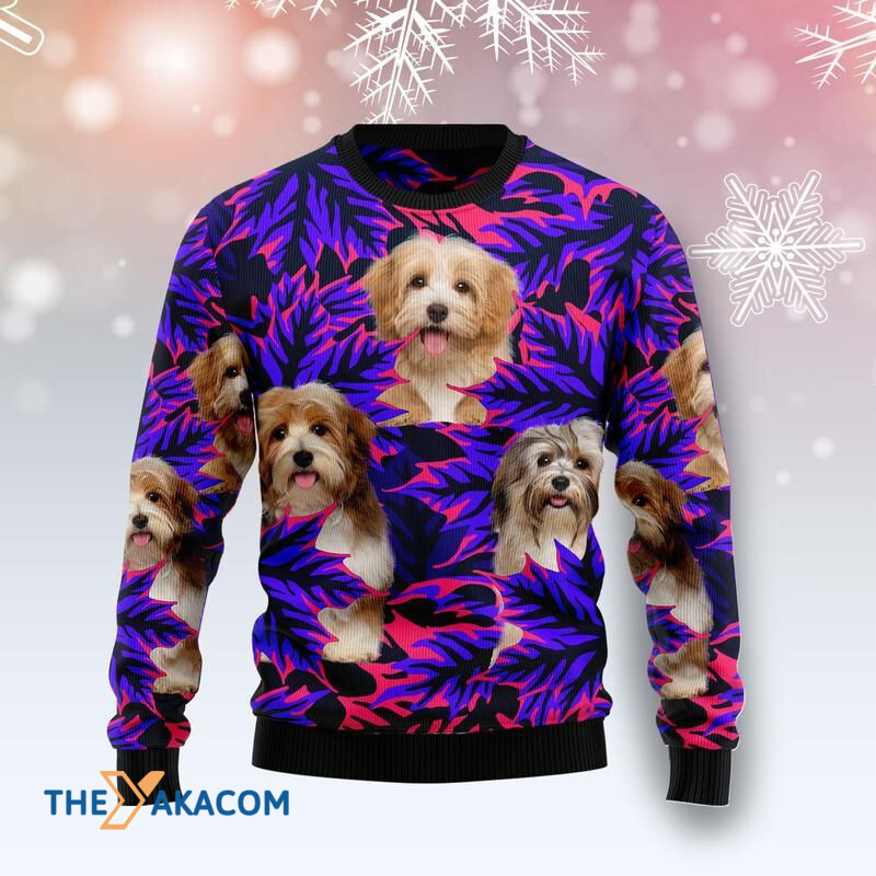 Merry Xmas Dog Lovers Havanese Leaves Awesome Gift For Christmas Ugly Christmas Sweater