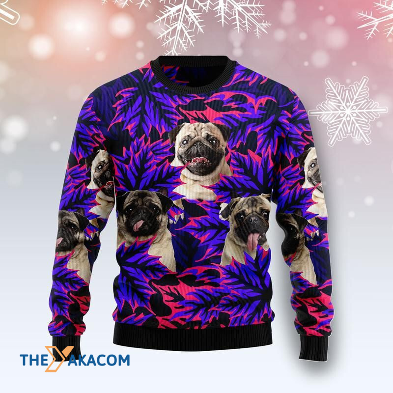 Merry Xmas Dog Lovers Pug Leaves Awesome Gift For Christmas Ugly Christmas Sweater