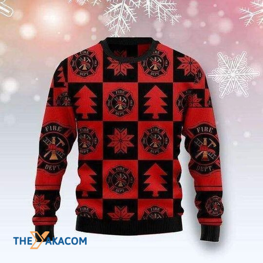 Merry Xmas Firefighter Black Red And Dangerous Special Pattern Ugly Christmas Sweater
