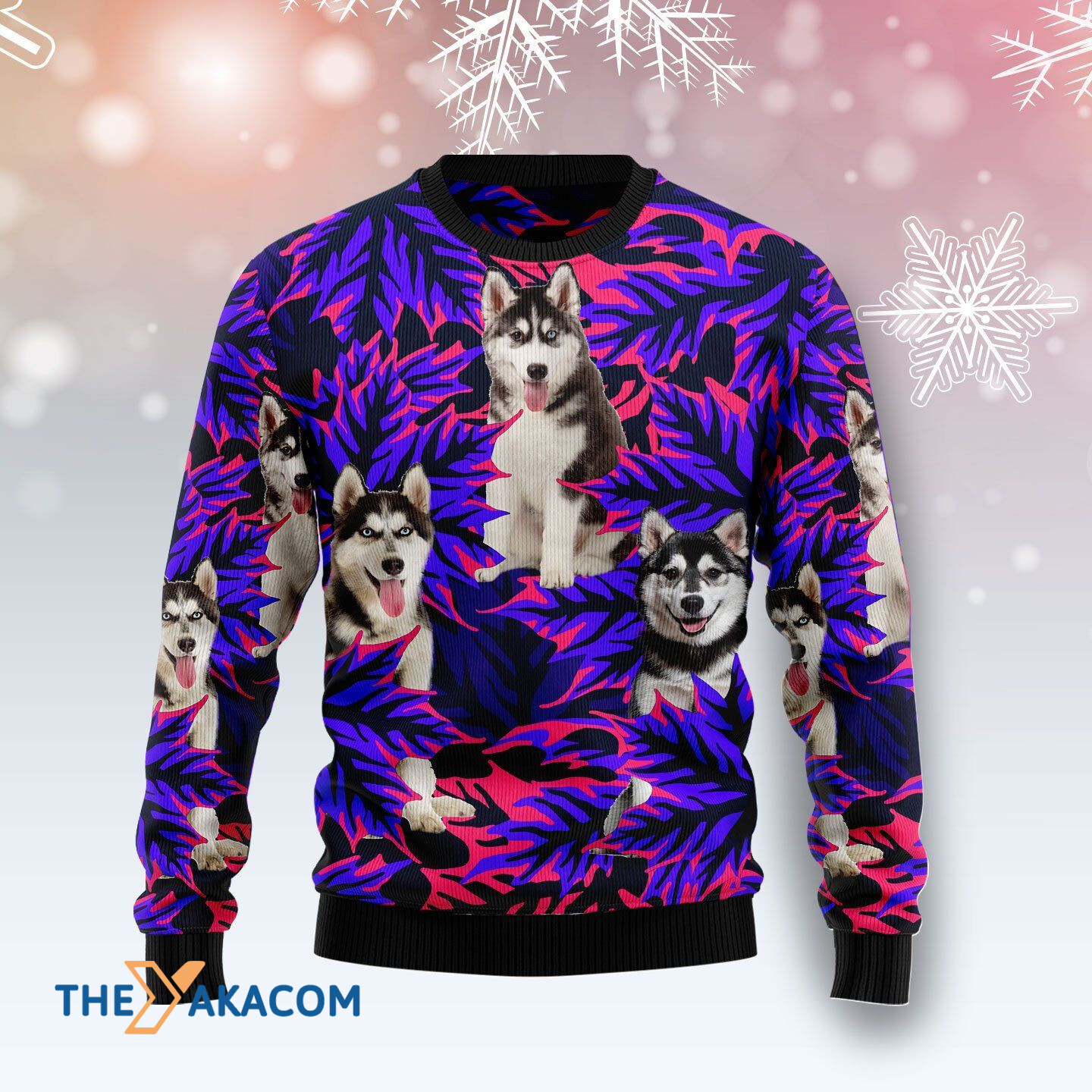 Merry Xmas For Dog Lovers Siberian Husky Leaves Awesome Gift For Christmas Ugly Christmas Sweater