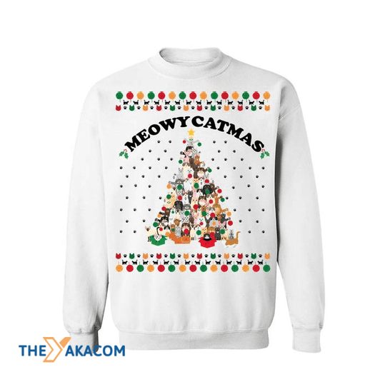 Merry Xmas Funny Meowy Catmas Colorful Light Gift For Christmas Party Ugly Christmas Sweater Merry Xmas Funny Meowy Catmas Colorful Light Gift For Christmas Party Ugly Christmas Sweater