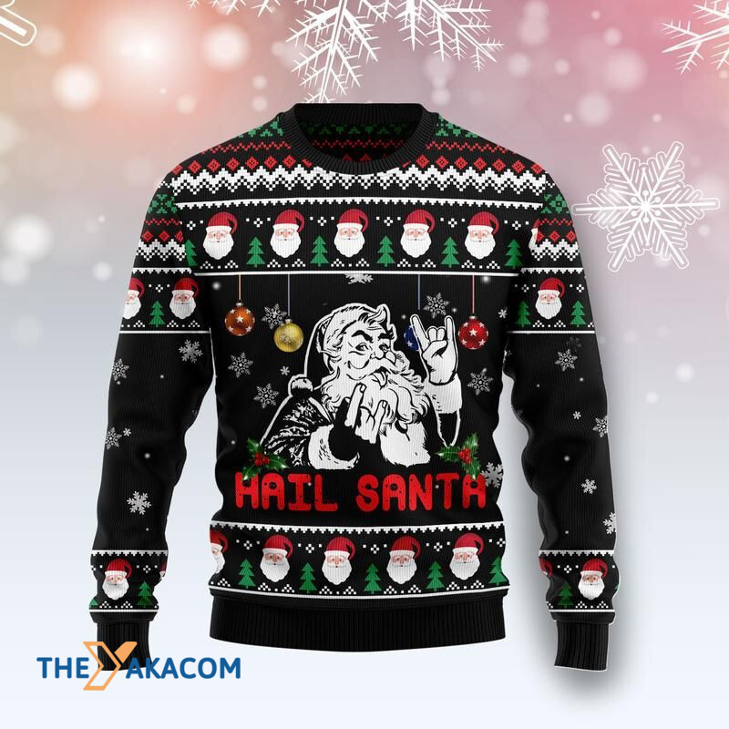 Merry Xmas Hail Santa Awesome Gift For Christmas Ugly Christmas Sweater