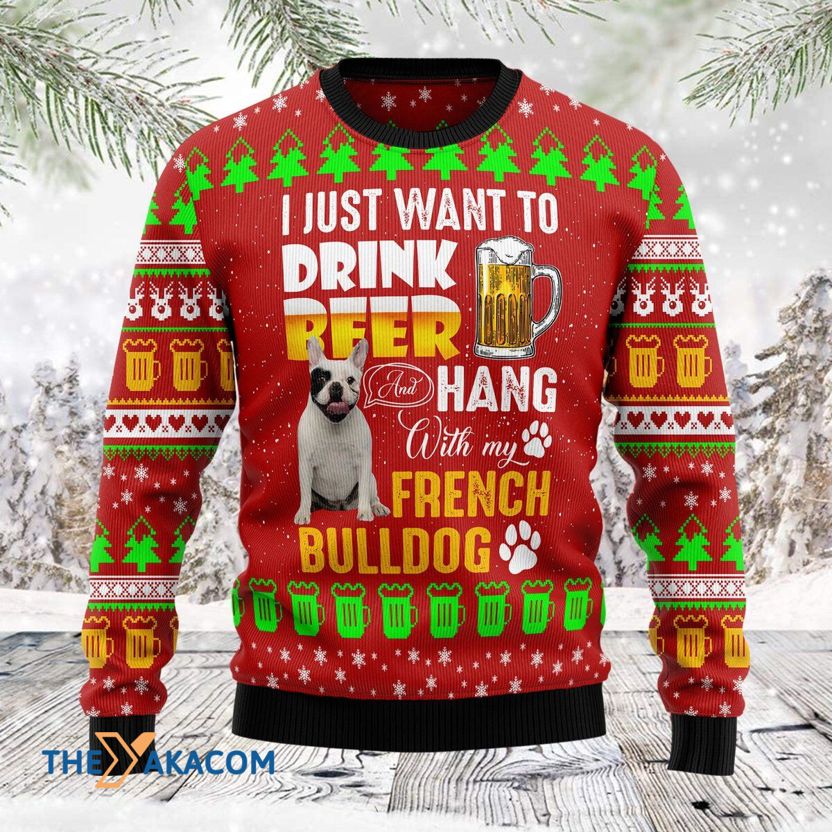 Merry Xmas Hang With French Bulldog Awesome Gift For Christmas Ugly Christmas Sweater