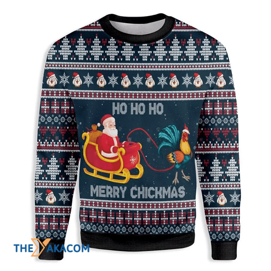 Merry Xmas Ho Ho Ho Merry Chickmas Santa Clause Gift For Christmas Party Ugly Christmas Sweater