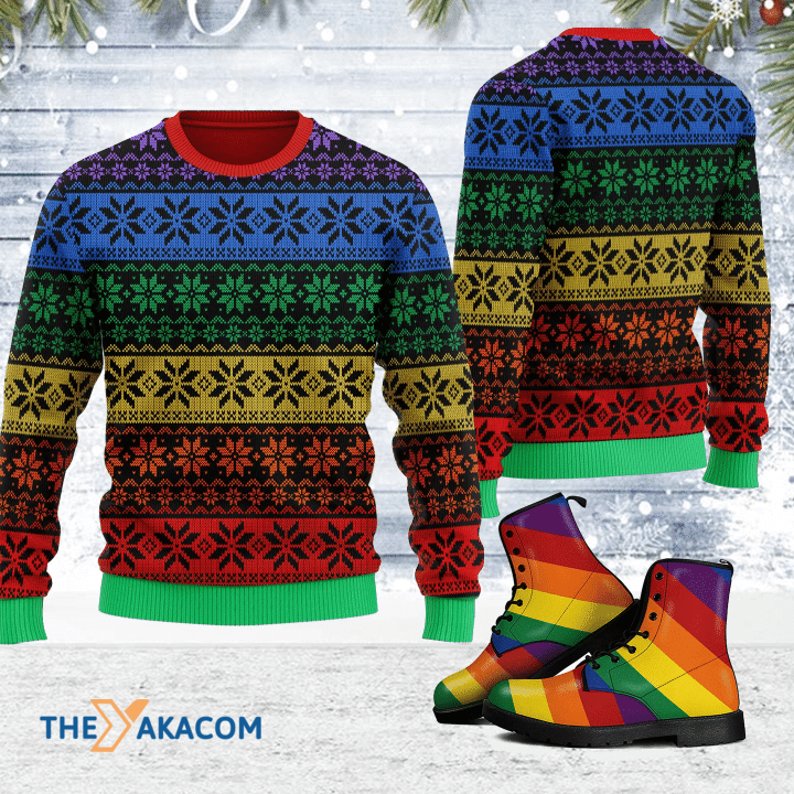 Merry Xmas LGBT Pride Flag Awesome Gift For Christmas Ugly Christmas Sweater
