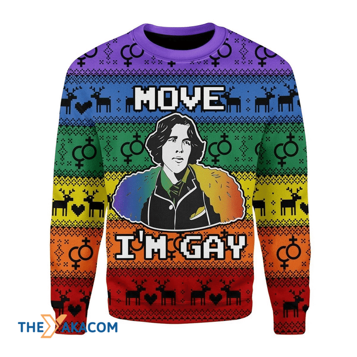 Merry Xmas Move I_m Gay Awesome Gift For Christmas Ugly Christmas Sweater