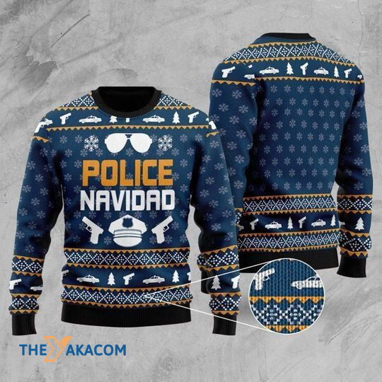 Merry Xmas Police Navidad And Awesome Pattern Ugly Christmas Sweater