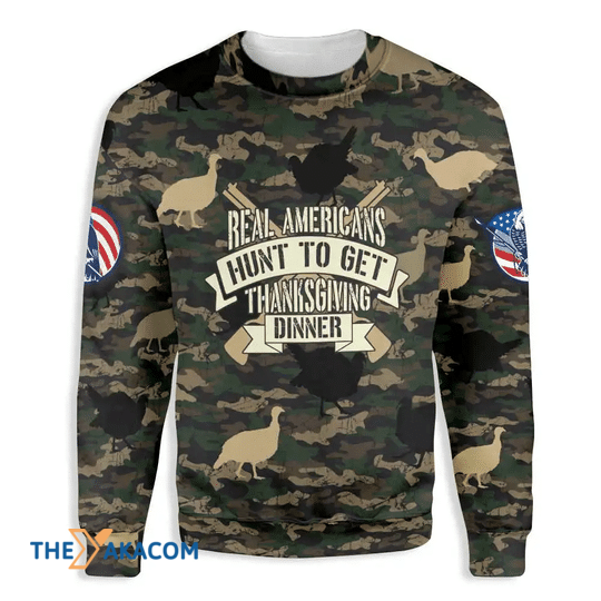 Merry Xmas Real Americans Turkey Hunt To Get Thanksgiving Dinner Special Pattern Ugly Christmas Sweater