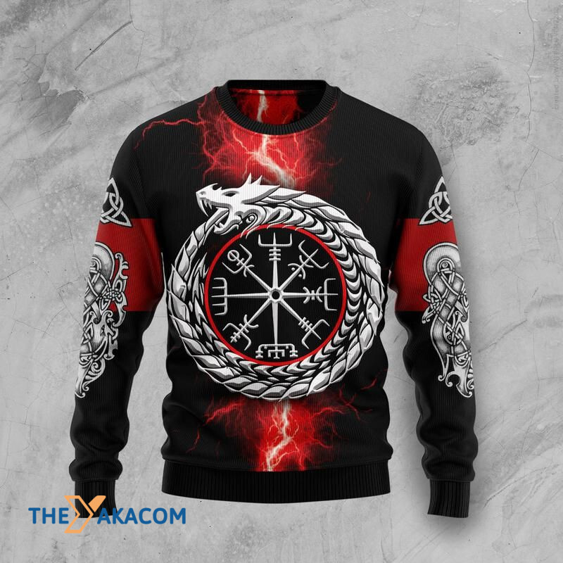 Merry Xmas Red Lightning Viking Awesome Gift For Christmas Ugly Christmas Sweater