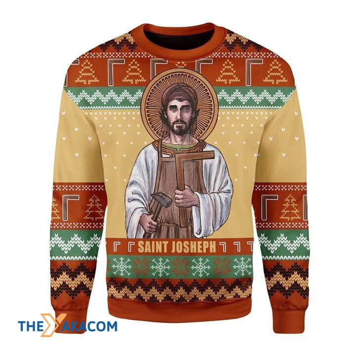 Merry Xmas Saint Joseph The Worker Awesome Gift For Christmas Ugly Christmas Sweater