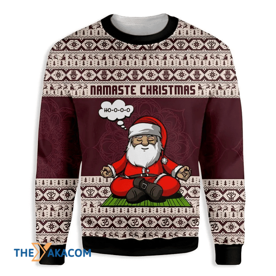 Merry Xmas Santa Clause Namaste Gift For Christmas Party Ugly Christmas Sweater