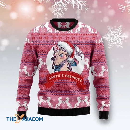 Merry Xmas Santa_s Favorite Unicorn Gift For Christmas Party Ugly Christmas Sweater