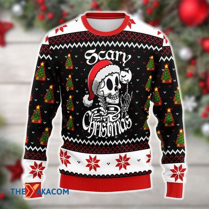 Merry Xmas Scary With Skull Santa Claus Awesome Gift For Christmas Ugly Christmas Sweater Merry Xmas Scary With Skull Santa Claus Awesome Gift For Christmas Ugly Christmas Sweater