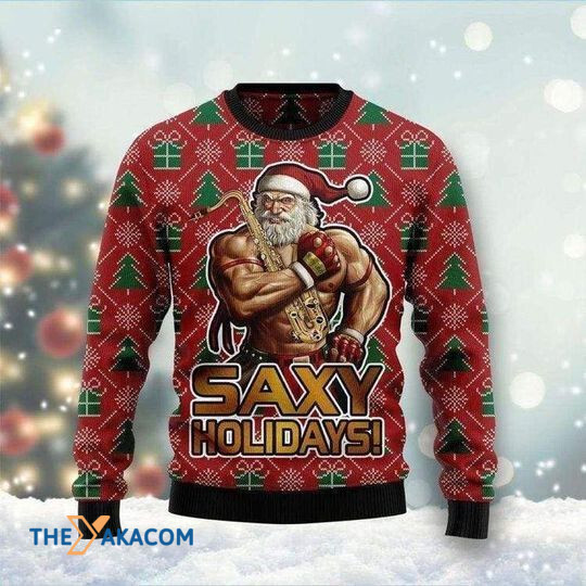 Merry Xmas Sexy Holiday Muscle Santa Claus Workout Red And Awesome Pattern Ugly Christmas Sweater Merry Xmas Sexy Holiday Muscle Santa Claus Workout Red And Awesome Pattern Ugly Christmas Sweater