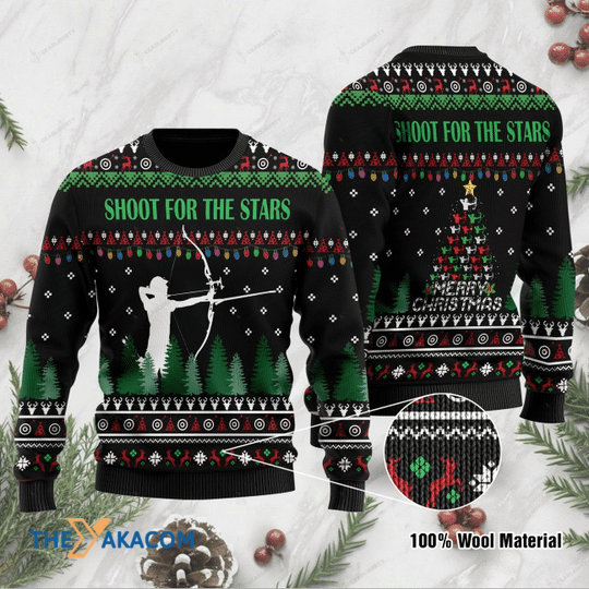 Merry Xmas Shoot For The Stars Archer Using Compound Hunting Special Pattern Ugly Christmas Sweater Merry Xmas Shoot For The Stars Archer Using Compound Hunting Special Pattern Ugly Christmas Sweater