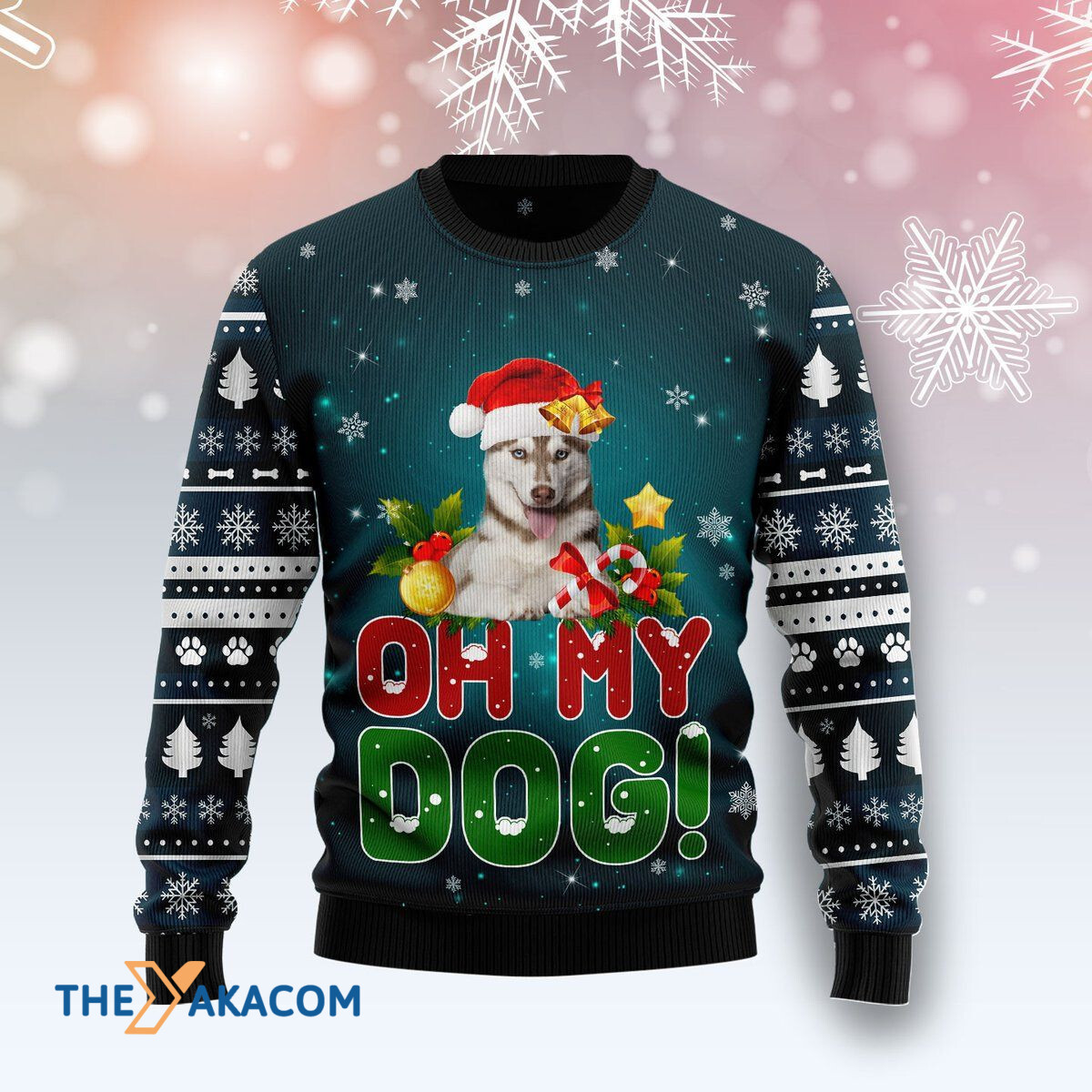 Merry Xmas Siberian Husky Oh My Dog Awesome Gift For Christmas Ugly Christmas Sweater
