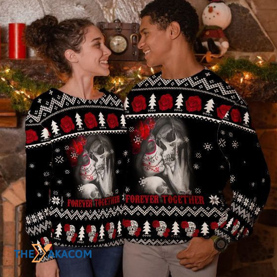 Merry Xmas Skull Couple Forever Together Awesome Gift For Christmas Ugly Christmas Sweater Merry Xmas Skull Couple Forever Together Awesome Gift For Christmas Ugly Christmas Sweater