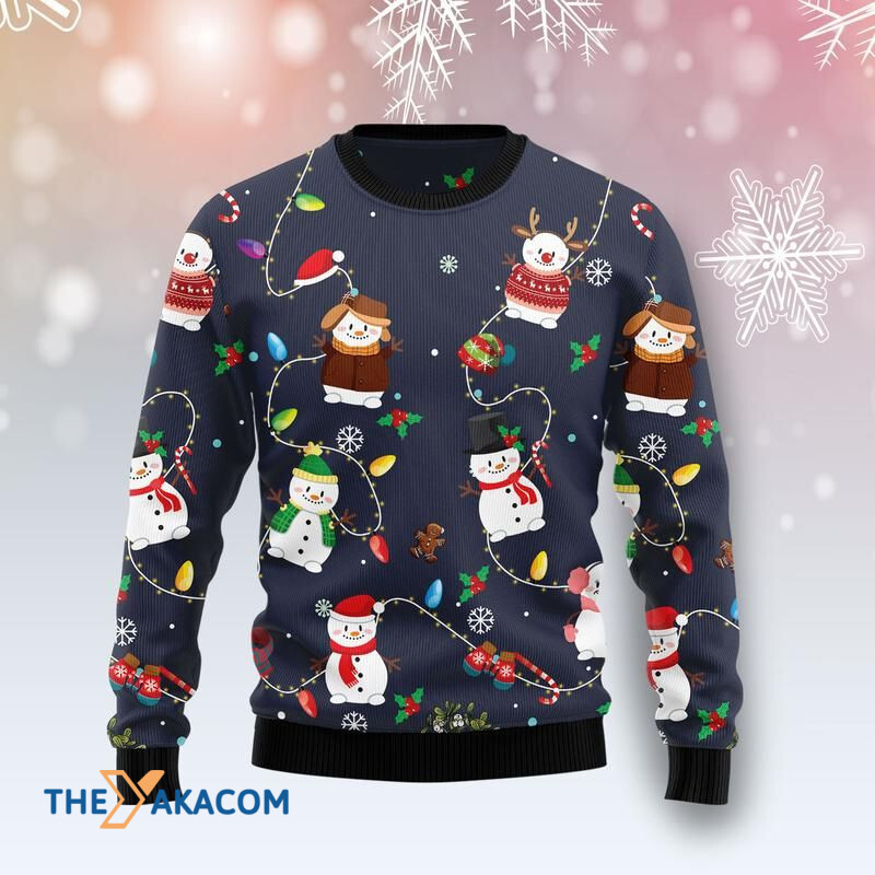 Merry Xmas Snowman Colorful Light Up Awesome Gift For Christmas Ugly Christmas Sweater