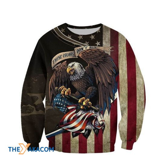 Merry Xmas There Colors Don_t Run Eagle Veteran Distressed USA Flag Ugly Christmas Sweater