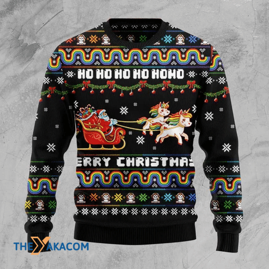 Merry Xmas Unicorn Rainbow And Santa Claus Gift For Christmas Party Ugly Christmas Sweater Merry Xmas Unicorn Rainbow And Santa Claus Gift For Christmas Party Ugly Christmas Sweater