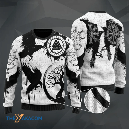 Merry Xmas Viking Valknut Huginn And Muninn Gift For Christmas Party Ugly Christmas Sweater Merry Xmas Viking Valknut Huginn And Muninn Gift For Christmas Party Ugly Christmas Sweater