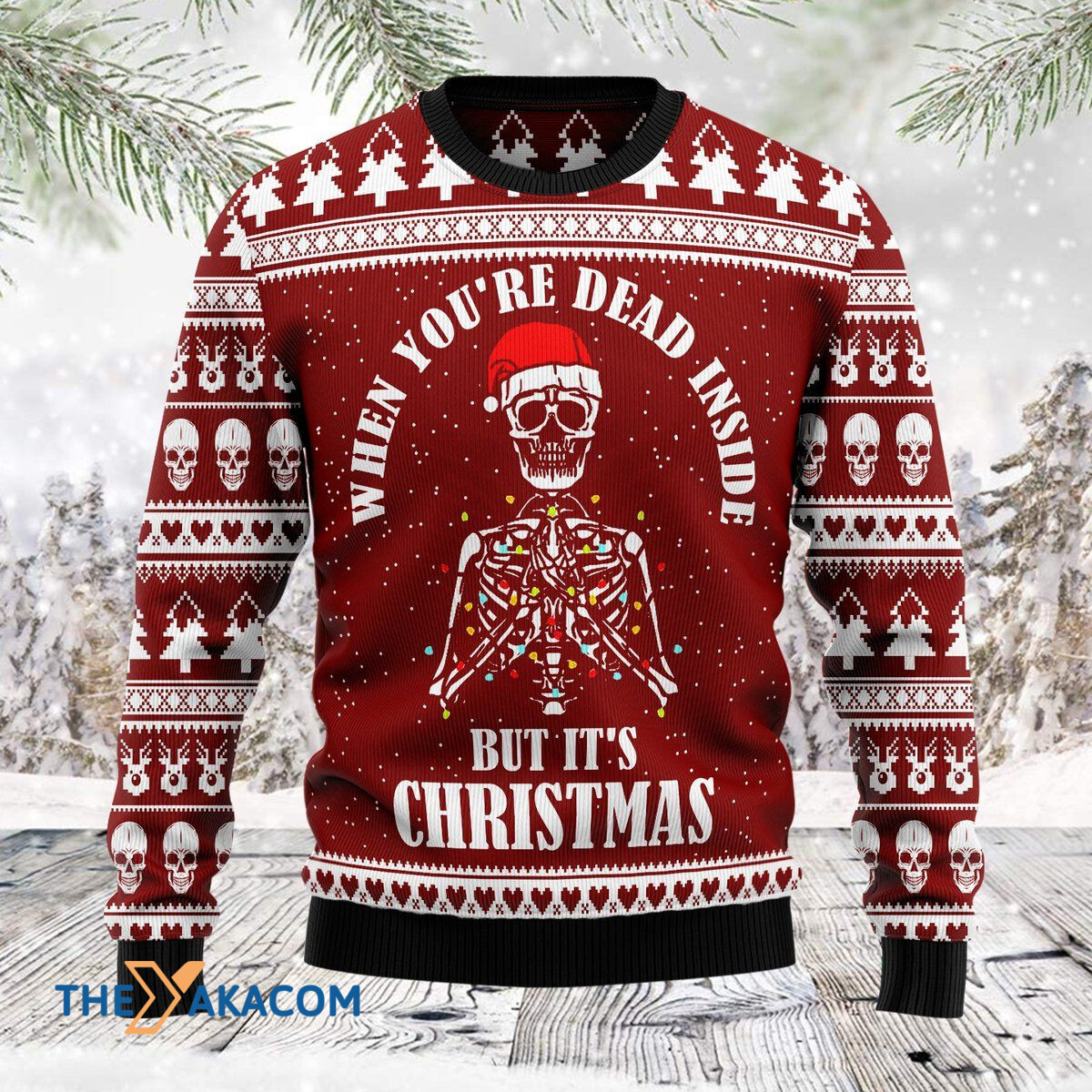 Merry Xmas When You_re Dead Inside But It_s Christmas Skull Awesome Gift For Christmas Ugly Christmas Sweater