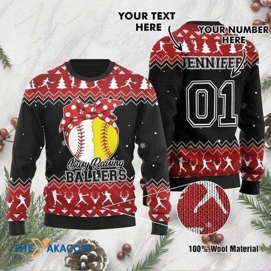 Merry Xmas With Special Pattern Baseball Personalized Custom Name And Number Christmas Sweater Merry Xmas With Special Pattern Baseball Personalized Custom Name And Number Christmas Sweater
