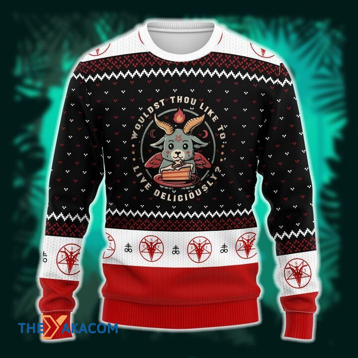 Merry Xmas Would Thou Like To Live Deliciously Awesome Gift For Christmas Ugly Christmas Sweater Merry Xmas Would Thou Like To Live Deliciously Awesome Gift For Christmas Ugly Christmas Sweater