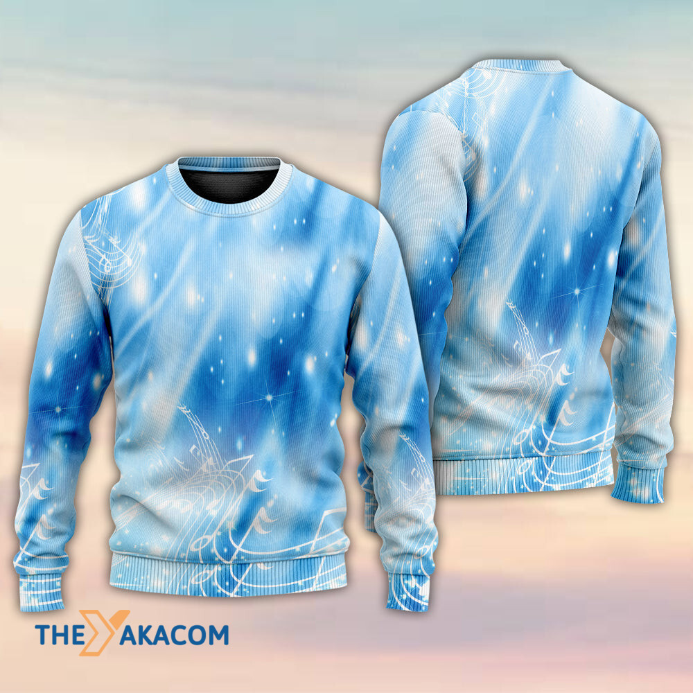 Music Musical Notes on A Dark Blue Gift For Lover Ugly Christmas Sweater