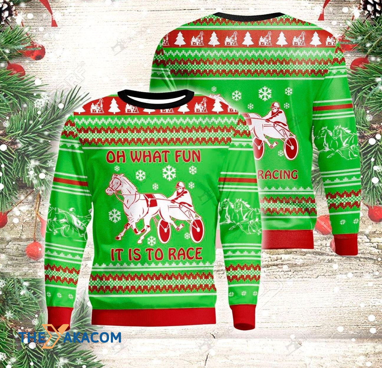 Oh What Fun Carthorse Racing Gift For Christmas Ugly Christmas Sweater
